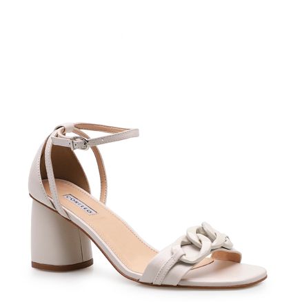Sandália Feminina Blocked Chain - Couro Fly Off White