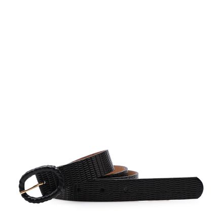 Cinto Feminino Fivela Cordão Couro - New Lezard Preto