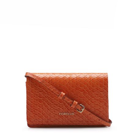 Bolsa Transversal Nina Couro - Maxi Python Laranja