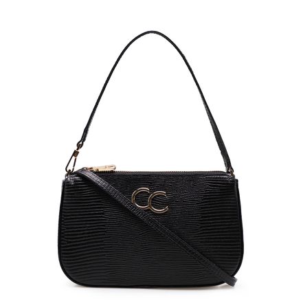 Bolsa Transversal Feminina Couro - Mini Lezard Preto