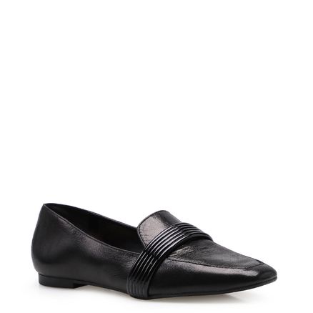 Mocassim Feminino Loafer Strappy - Couro Cristal Preto