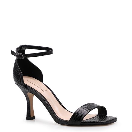 Sandália Feminina Lolita - Couro Mini Lezard Preto