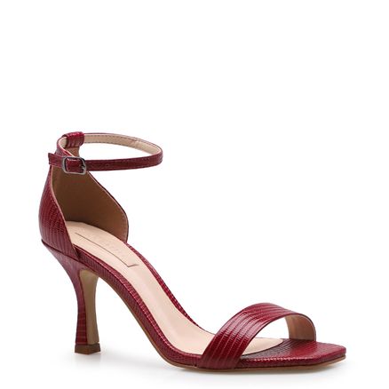 Sandália Feminina Lolita - Couro Mini Lezard Vinho