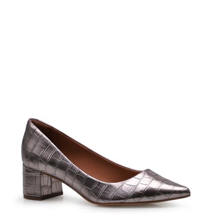 Scarpin Basic - Croco Prata Velho