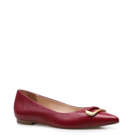 Sapatilha Ballerine Basic - Couro Lezard Vermelho