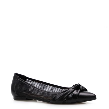 Sapatilha Ballerine Mesh - Couro Preto
