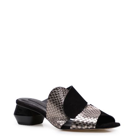 Mule Assimetric - Couro Python Preto