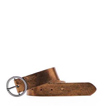 Cinto Feminino Couro - Metálico Bronze
