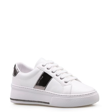 Tênis Feminino Minimal Stripe Metálico - Branco