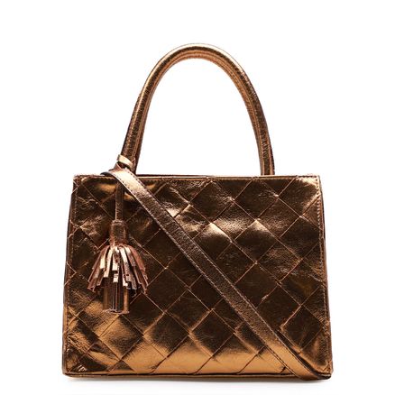 Bolsa Mini Tote Tressê - Couro Cristal Bronze