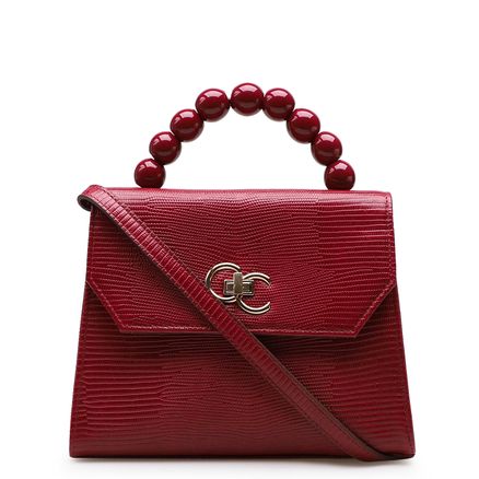 Bolsa Tote Millena - Couro Mini Lezard Vermelho