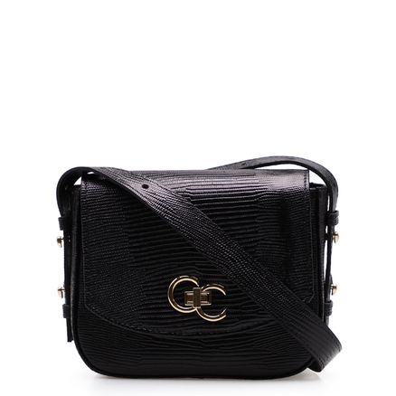 Bolsa Transversal Feminina Millena - Couro Mini Lezard Preto