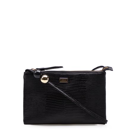 Bolsa Transversal Feminina Millena - Couro Mini Lezard Preto