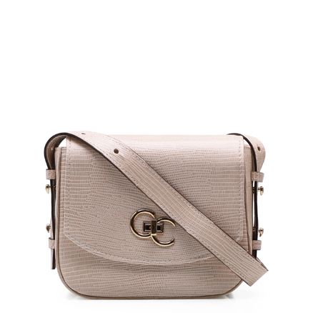 Bolsa Transversal Feminina Millena - Couro Mini Lezard Bege