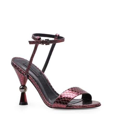 Sandália Feminino Classy Metal - Couro Python Vinho