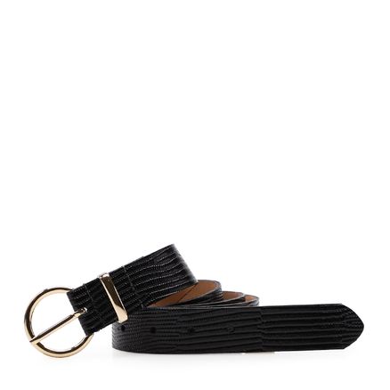 Cinto Feminino - Couro Lezard Preto