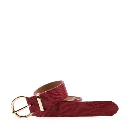 Cinto Feminino - Couro Lezard Vermelho