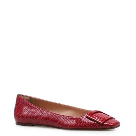 Sapatilha Buckle - Couro Python Vermelho