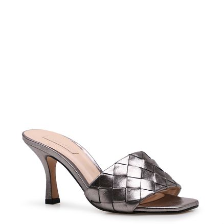 Mule Tressê - Couro Cristal Prata Velho