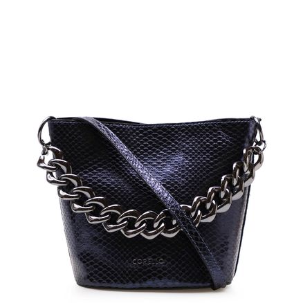 Bolsa De Ombro Feminina Kiarah - Couro Python Azul