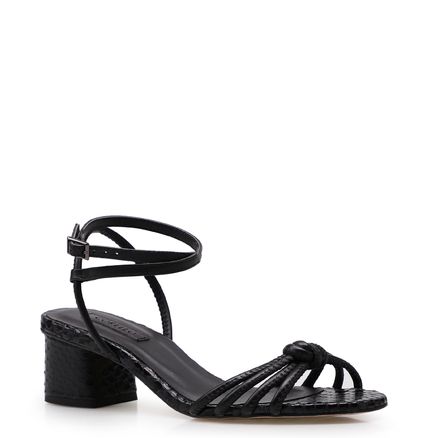 Sandália Feminina Knoted Twist - Couro Python Preto
