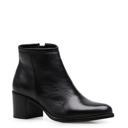 Bota Cano Curto - Couro Pelica Preto