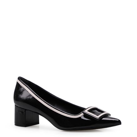 Scarpin Bicolor Verniz Soft - Preto