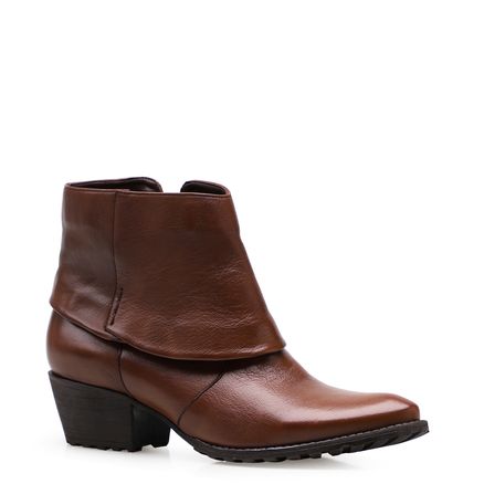 Bota Feminina Ankle Boot Gola - Couro Pelica Marrom
