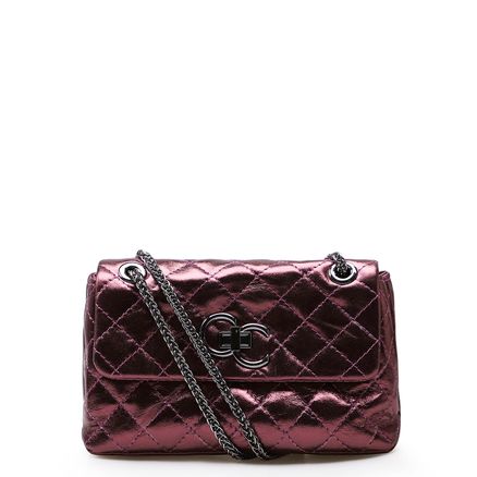 Bolsa Mini Matelassê - Couro Metalizado Vinho