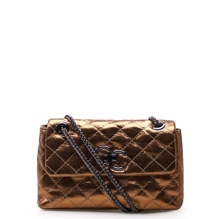 Bolsa Mini Matelassê - Couro Metalizado Bronze