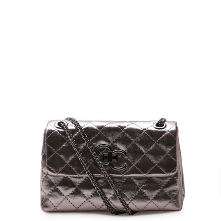 Bolsa Mini Matelassê - Couro Metalizado Prata Velho