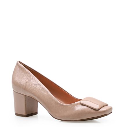 Scarpin Square Pump - Verniz Bege