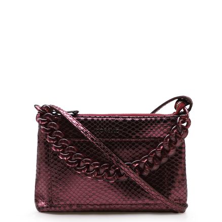 Bolsa Transversal Feminina - Couro Python Vinho