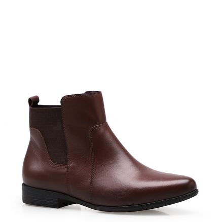 Bota Feminina Ziper Cross - Couro Marrom
