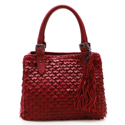 Bolsa Tote Elis - Couro Handcut Vermelho