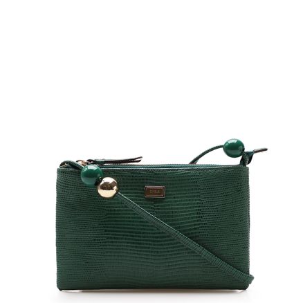 Bolsa Transversal Feminina Millena - Couro Mini Lezard Verde