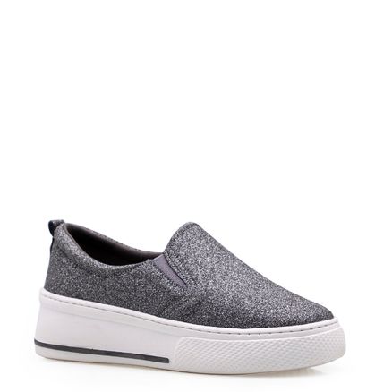 Slip On - Glitter Prata Velho