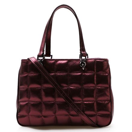 Bolsa Tote Square - Couro Cristal Vinho