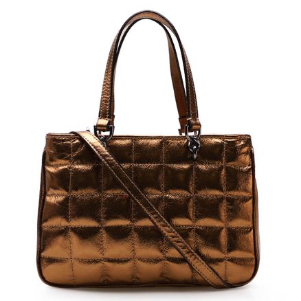 Bolsa Tote Square - Couro Cristal Bronze