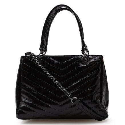 Bolsa Tote - Couro Verniz Preto