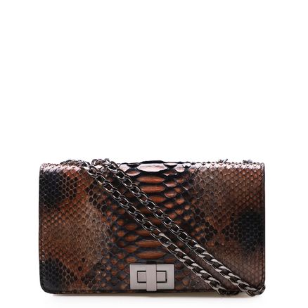 Bolsa De Ombro Feminina Python - Couro Python Multicolorido