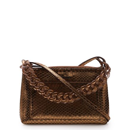 Bolsa Transversal Feminina - Couro Python Bronze