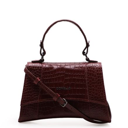 Bolsa Transversal Feminina Clarissa - Couro Croco Vinho