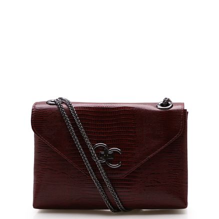Bolsa De Ombro Feminina Nikki Couro - Lezard Merlot