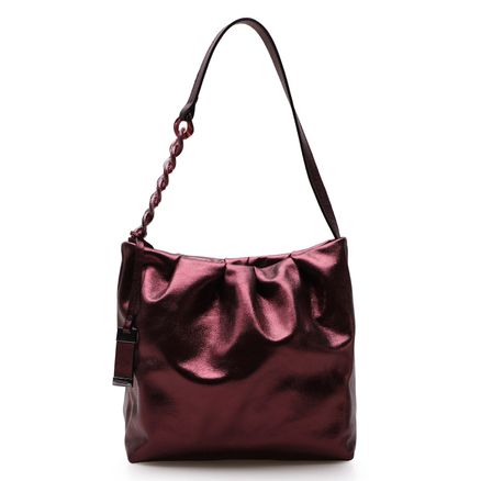 Bolsa Transversal Feminina Maxi Couro - Cristal Burgundy