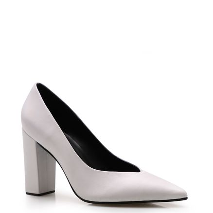 Scarpin V- Neck - Couro Branco