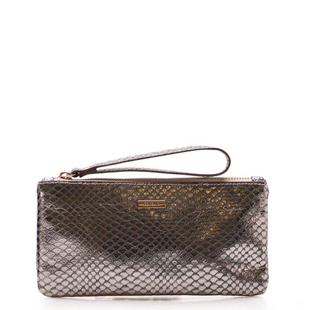 Bolsa Pequena - Metálico Python Prata