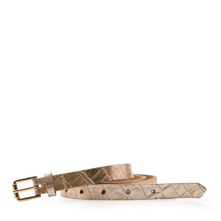 Cinto Feminino Cristal Couro - Croco Dourado