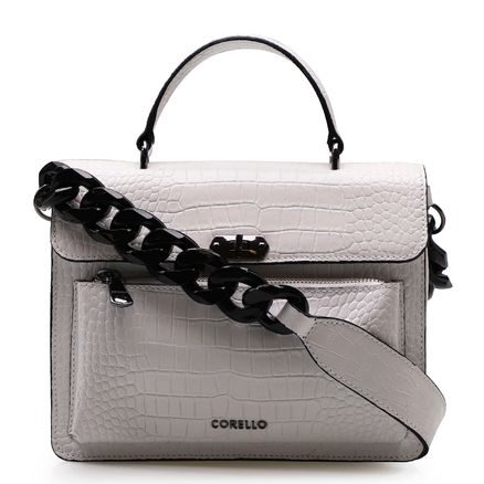 Bolsa Tote Carla - Couro Croco Branco