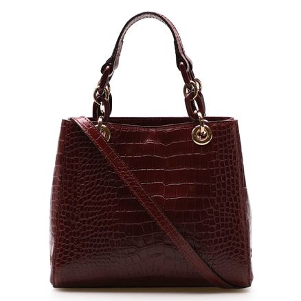 Bolsa Tote Ciça Couro - Croco Vinho